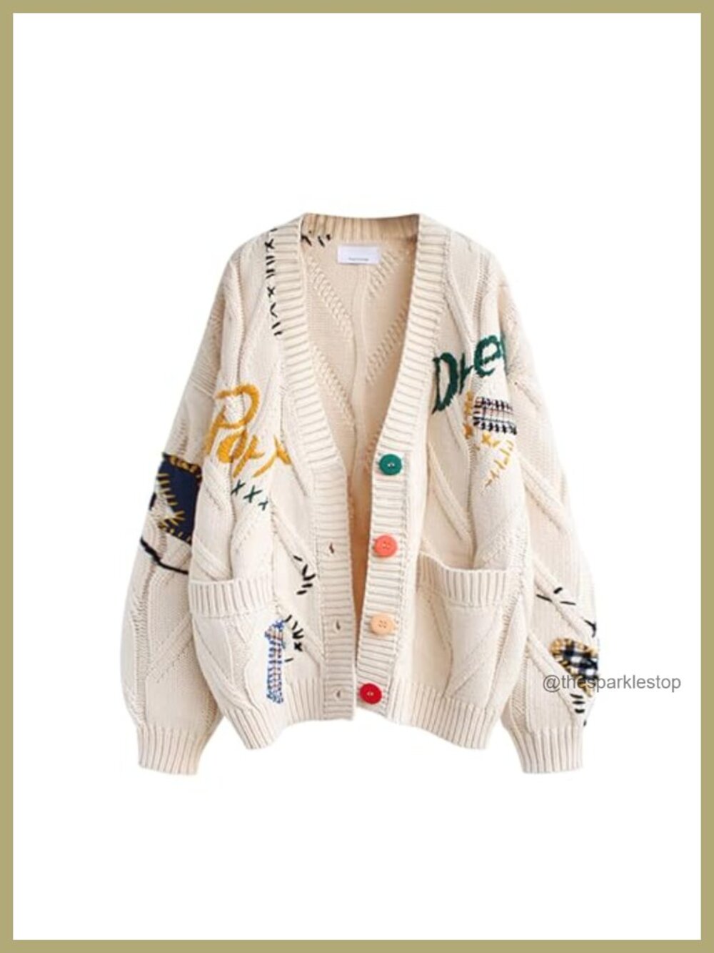 Women's Cable Knit Long Sleeve Open Front Cardigan V-Neck Button Down Wool